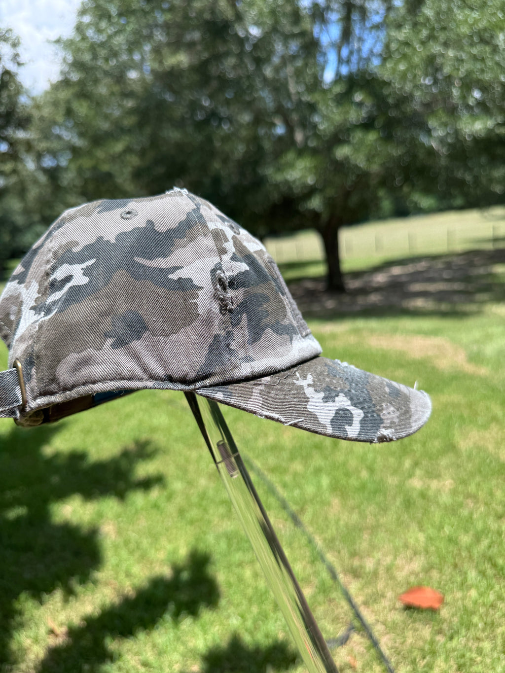 Gray Camo Youth Cap with American Flag Patch