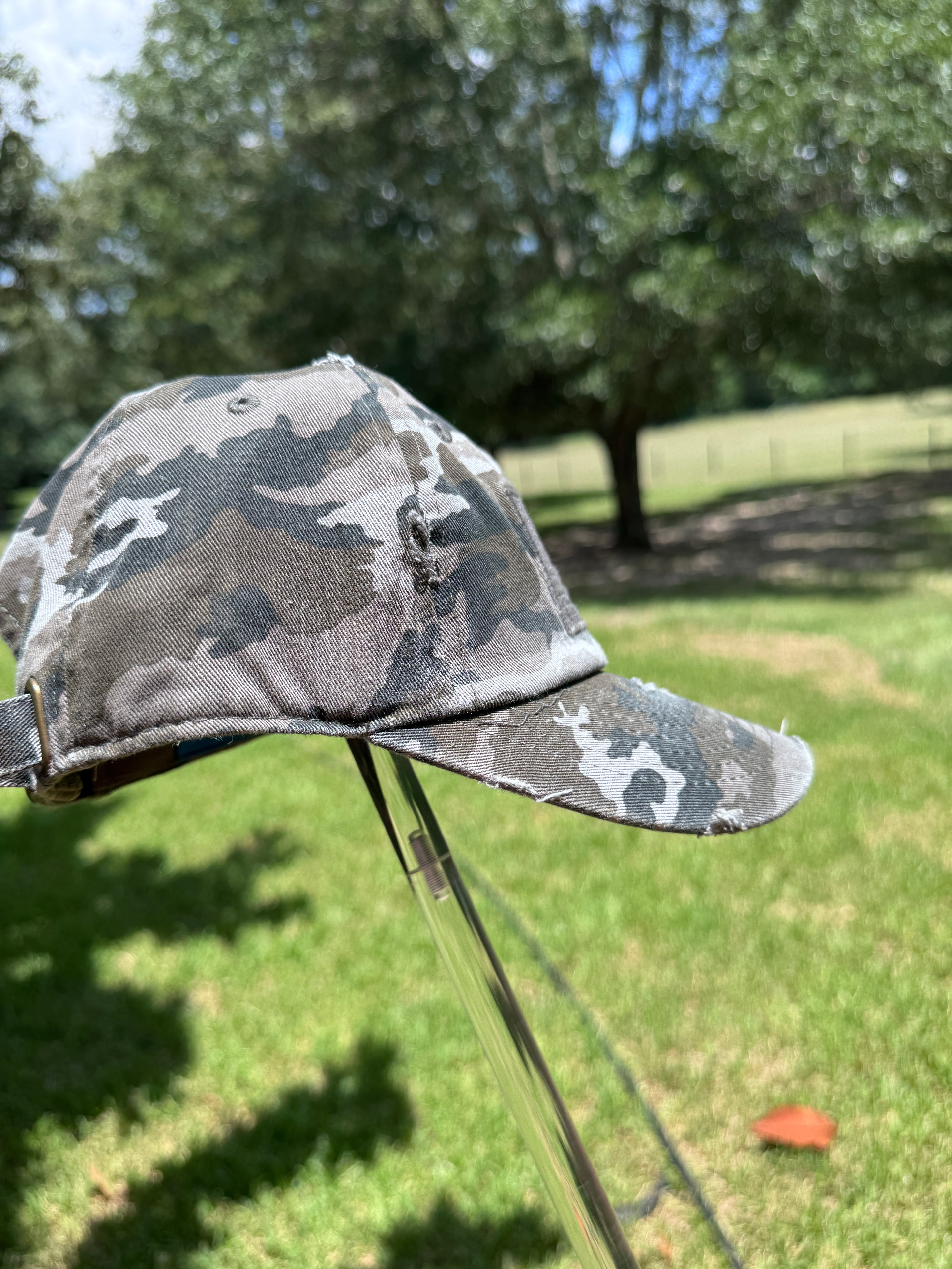 Gray Camo Youth Cap with American Flag Patch