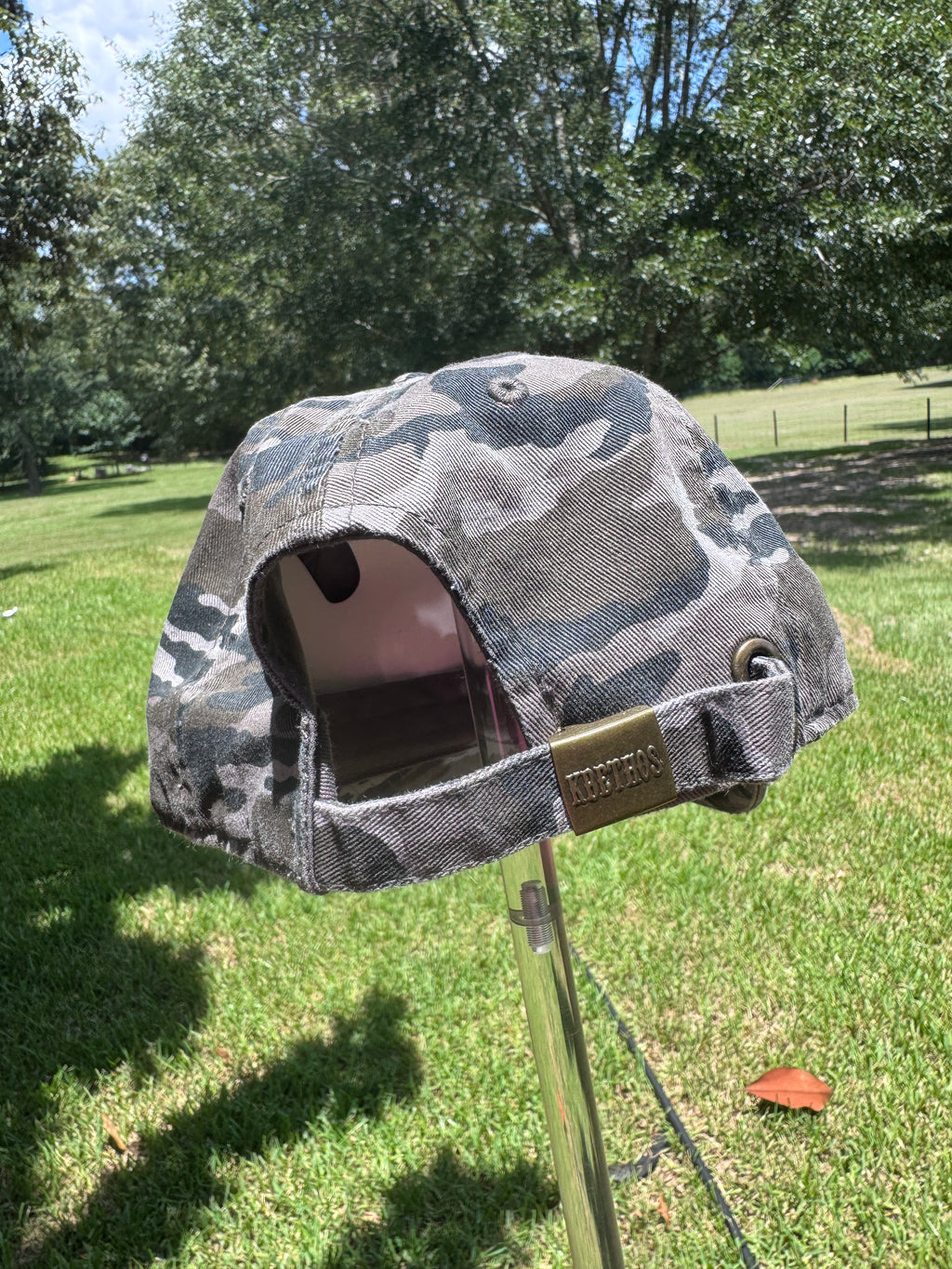 Gray Camo Youth Cap with American Flag Patch