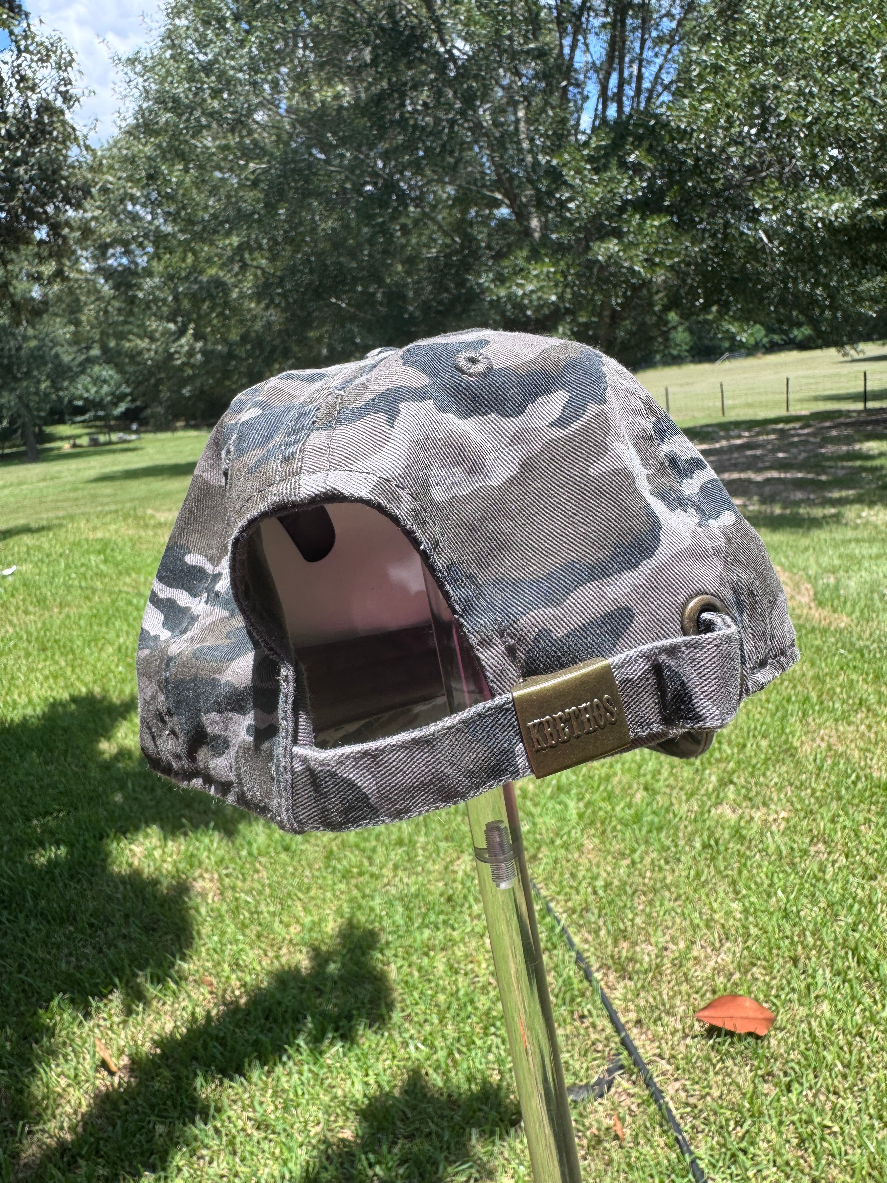 Gray Camo Youth Cap with American Flag Patch