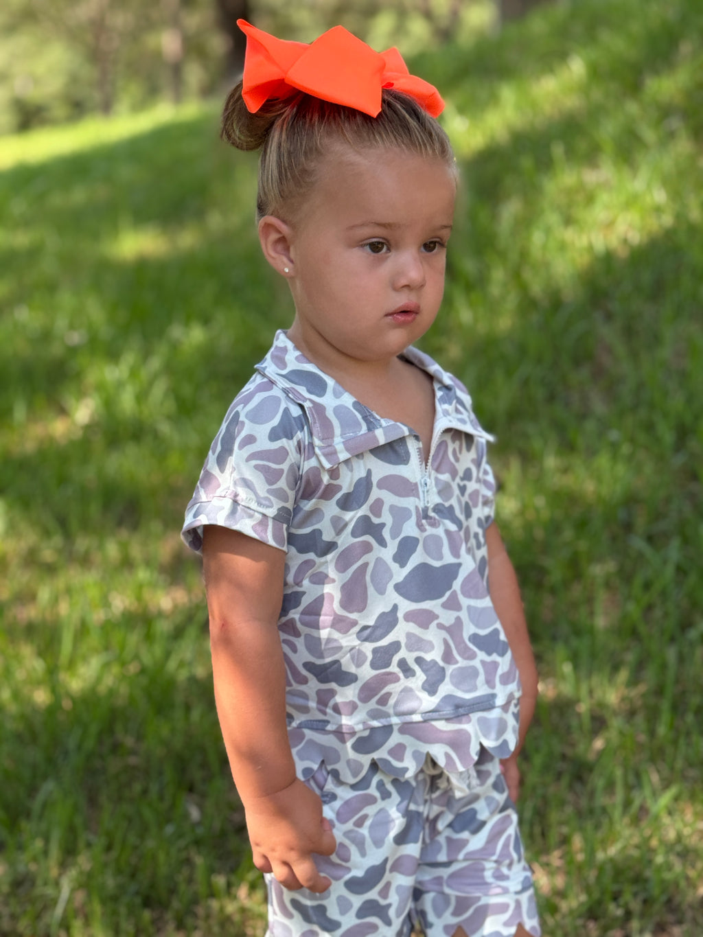 Neutral Camo Quarter-Zip Short Set