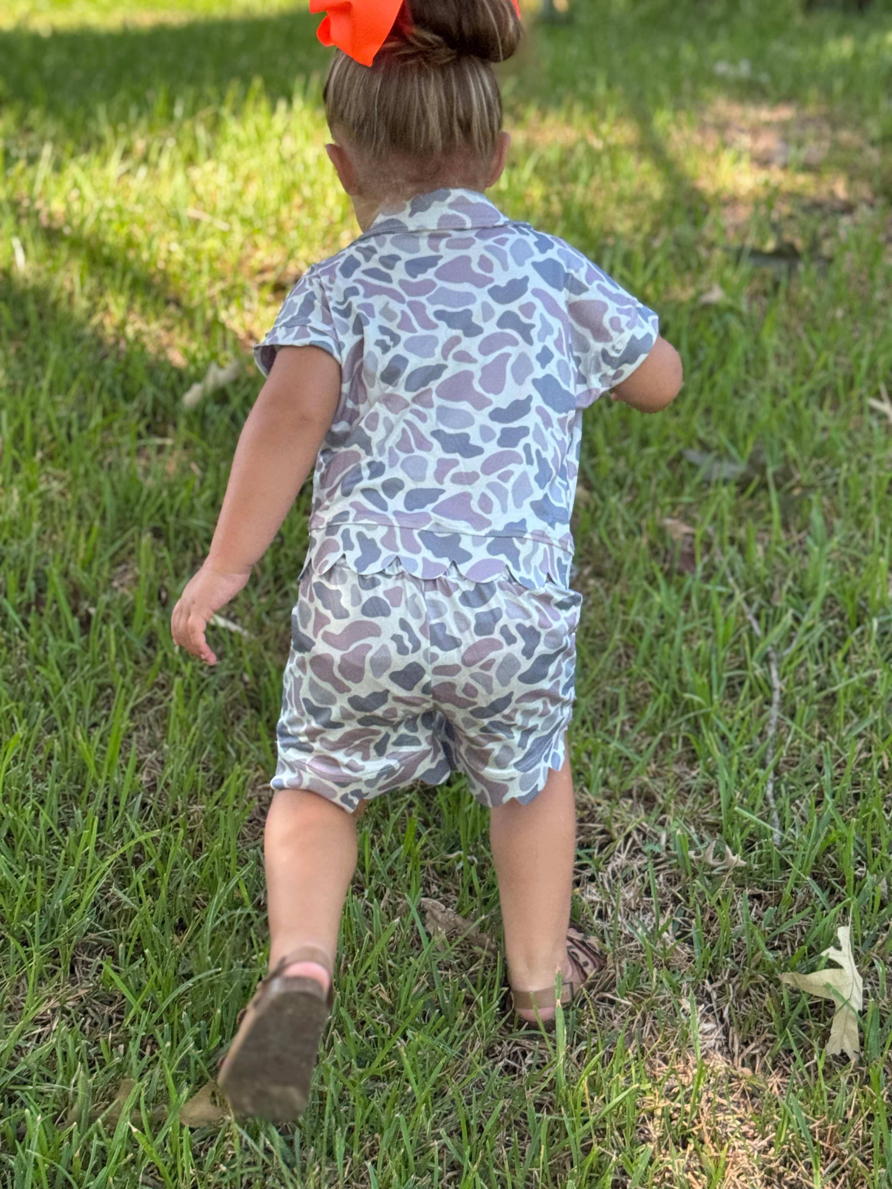 Neutral Camo Quarter-Zip Short Set