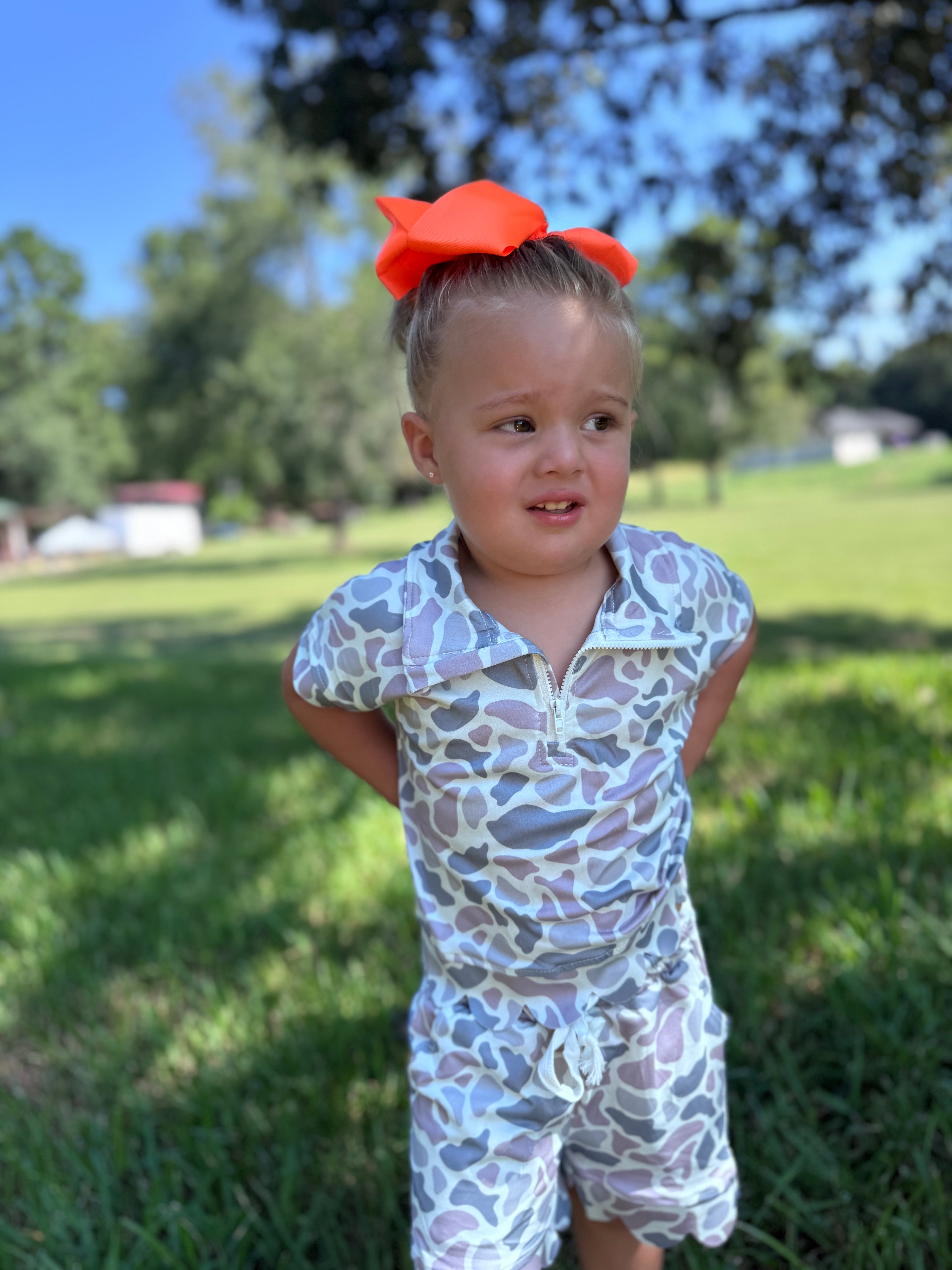 Neutral Camo Quarter-Zip Short Set