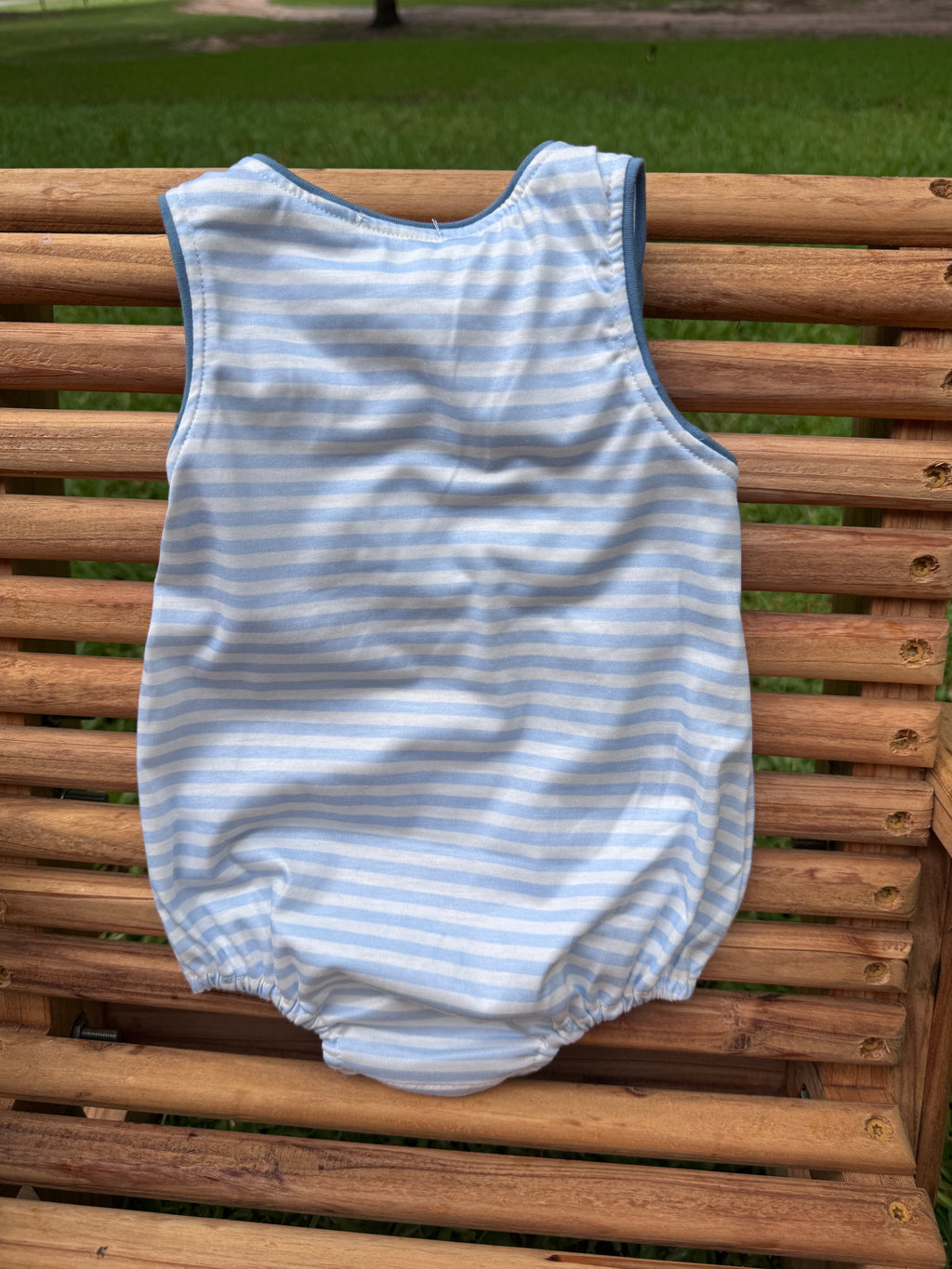 Blue Stripe Pocket Bubble Romper