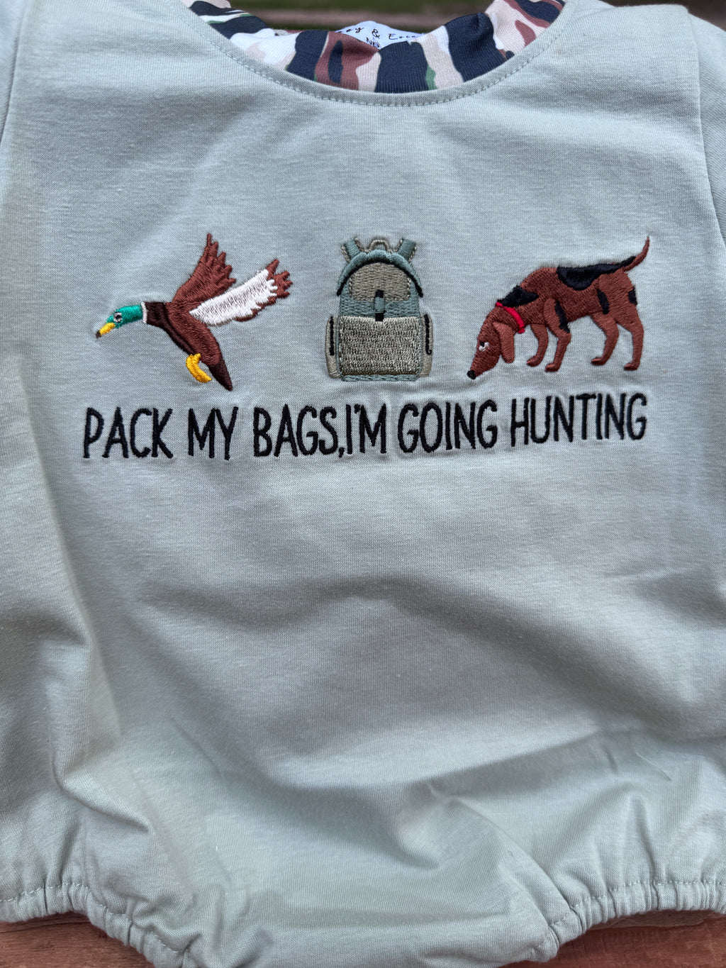 Pack My Bags, I’m Going Hunting Baby Boy Bubble 🦆🌲