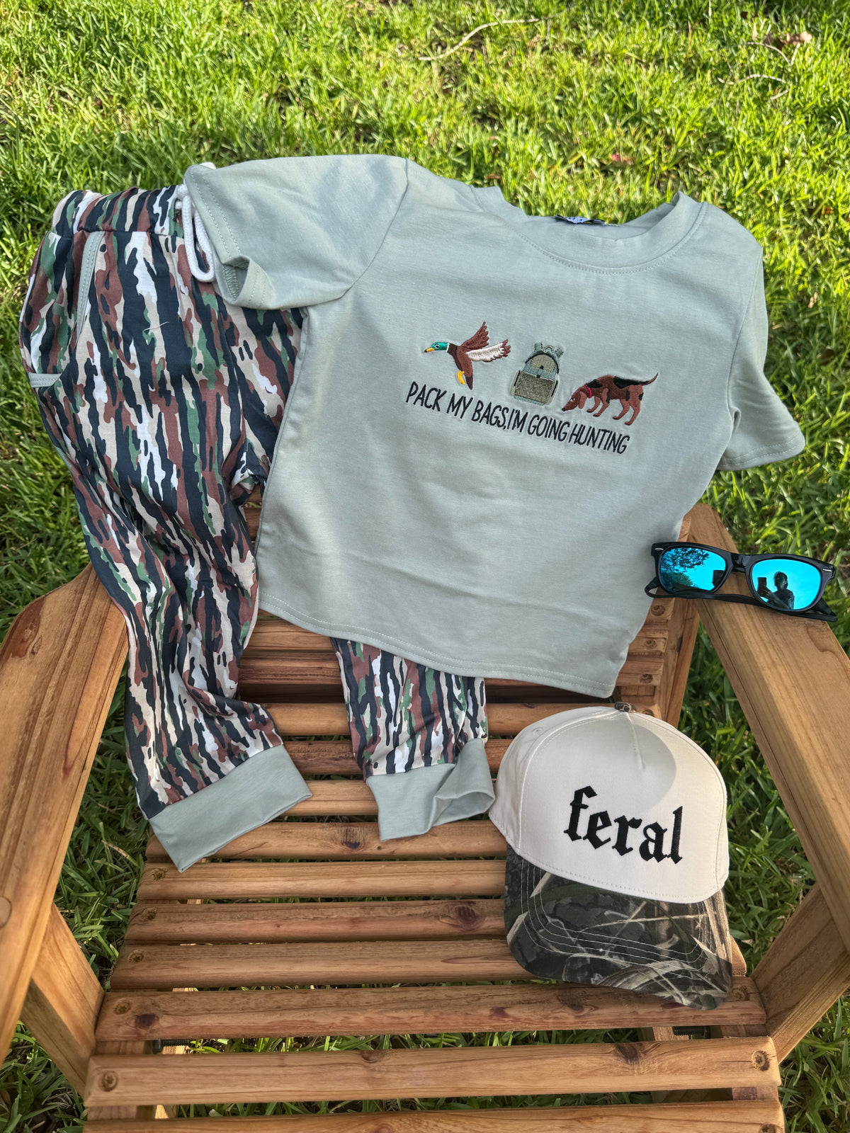Pack My Bags Hunting Tee & Camo Jogger Set