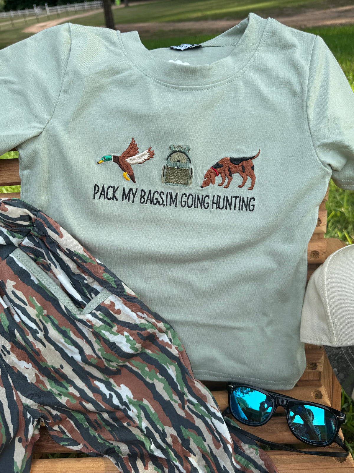 Pack My Bags Hunting Tee & Camo Jogger Set
