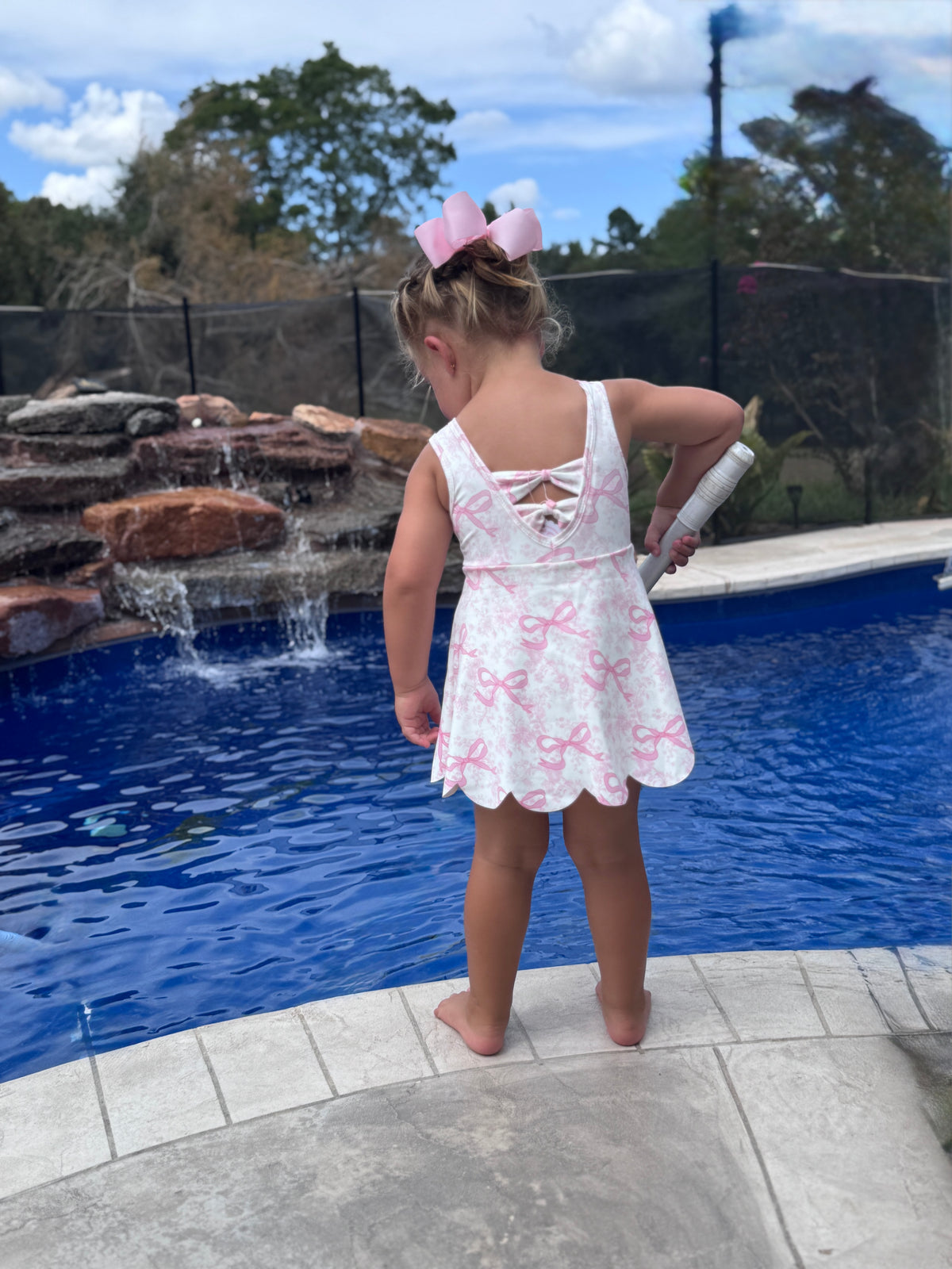 🎀 Pink Bow Toile Skater Dress