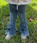 Pearl Bow Bell Bottom Jeans