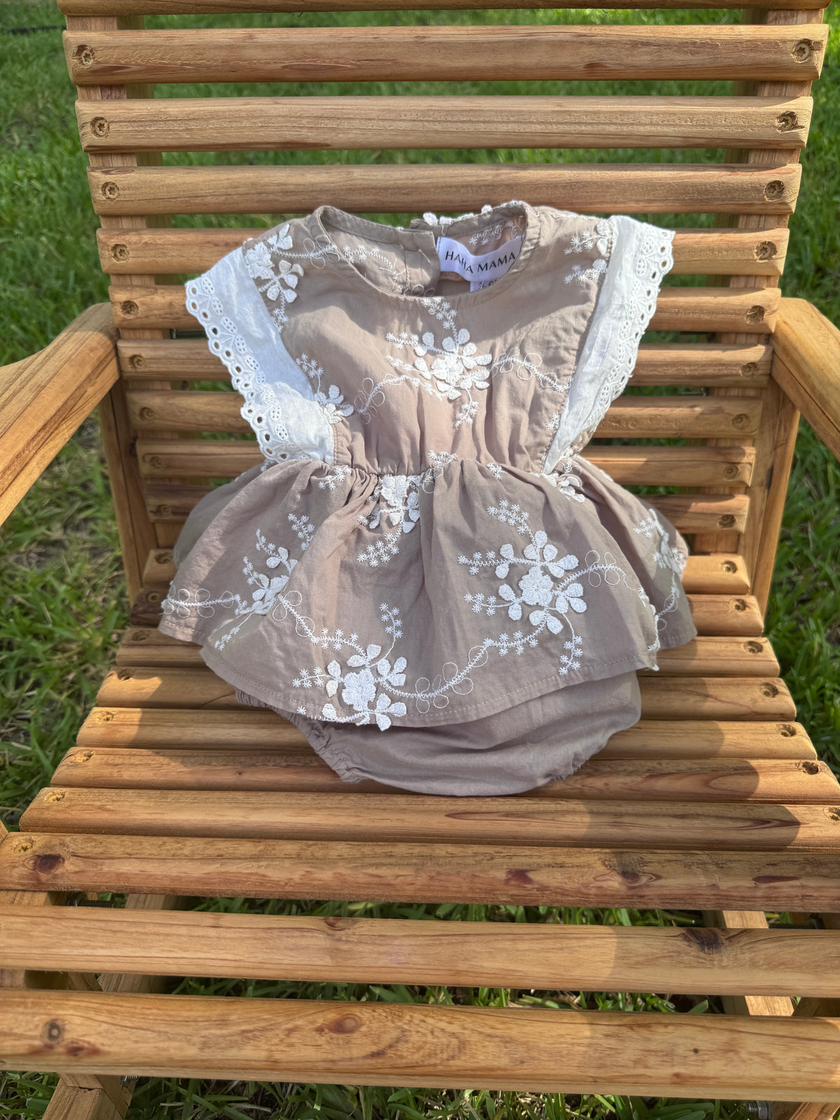 Savannah Embroidered Ruffle Bubble Romper