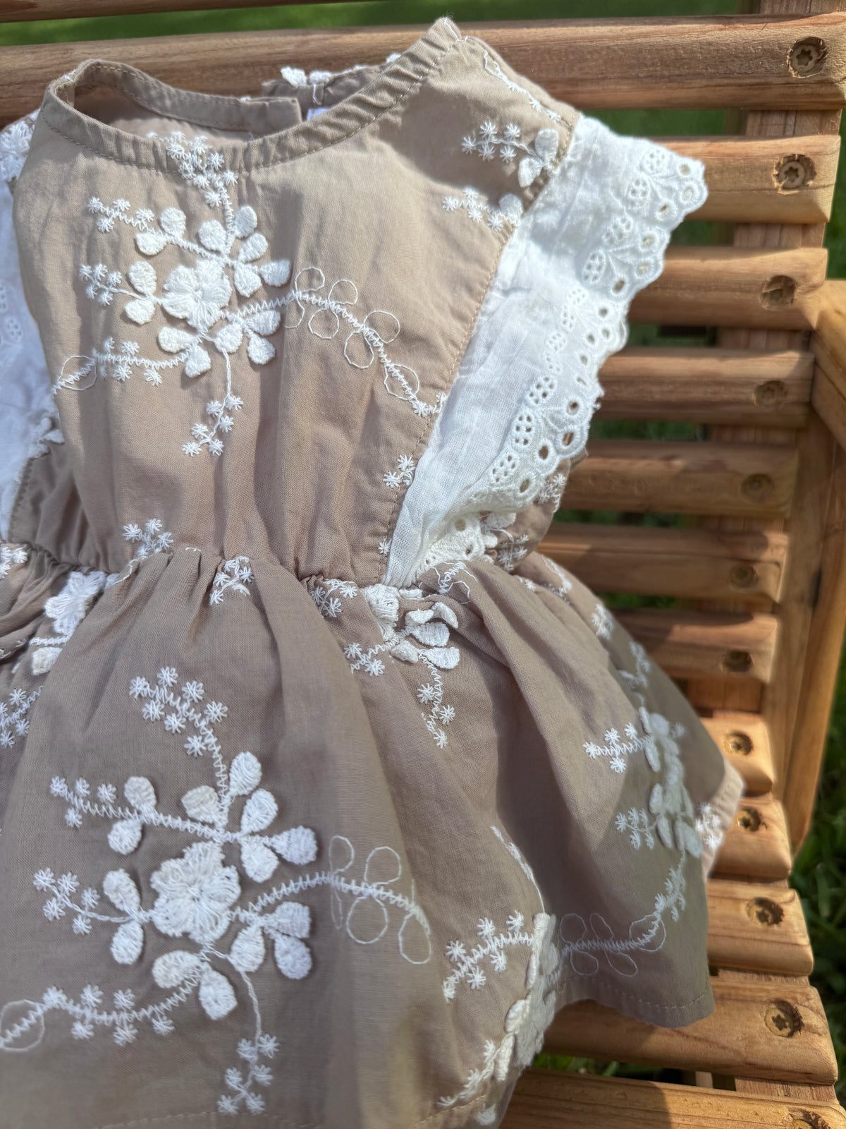 Savannah Embroidered Ruffle Bubble Romper