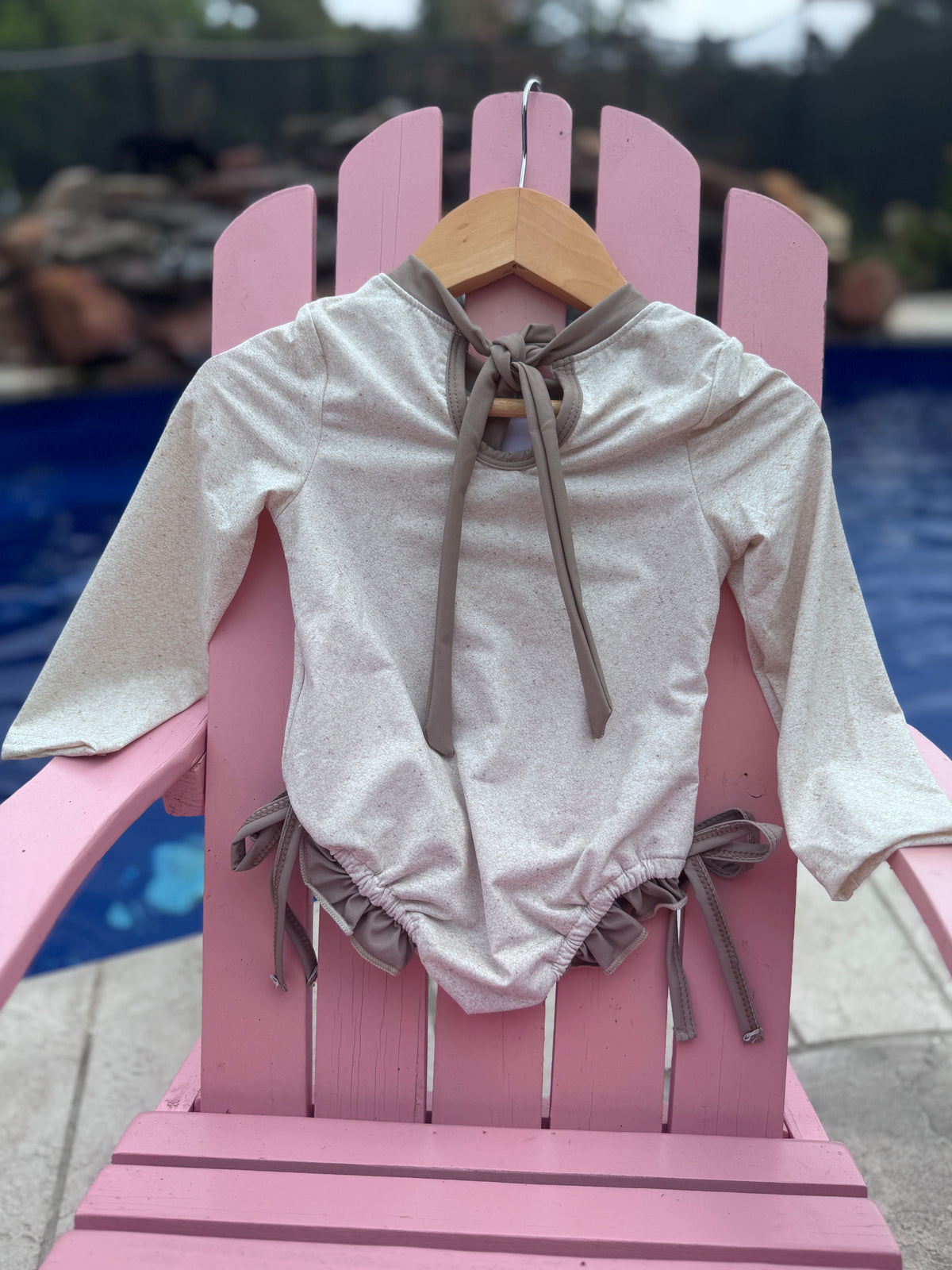 Neutral Bow Mouse Ruffle Bubble Romper