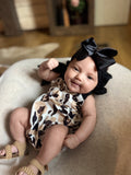 Wild Bow Leopard Bubble  Romper