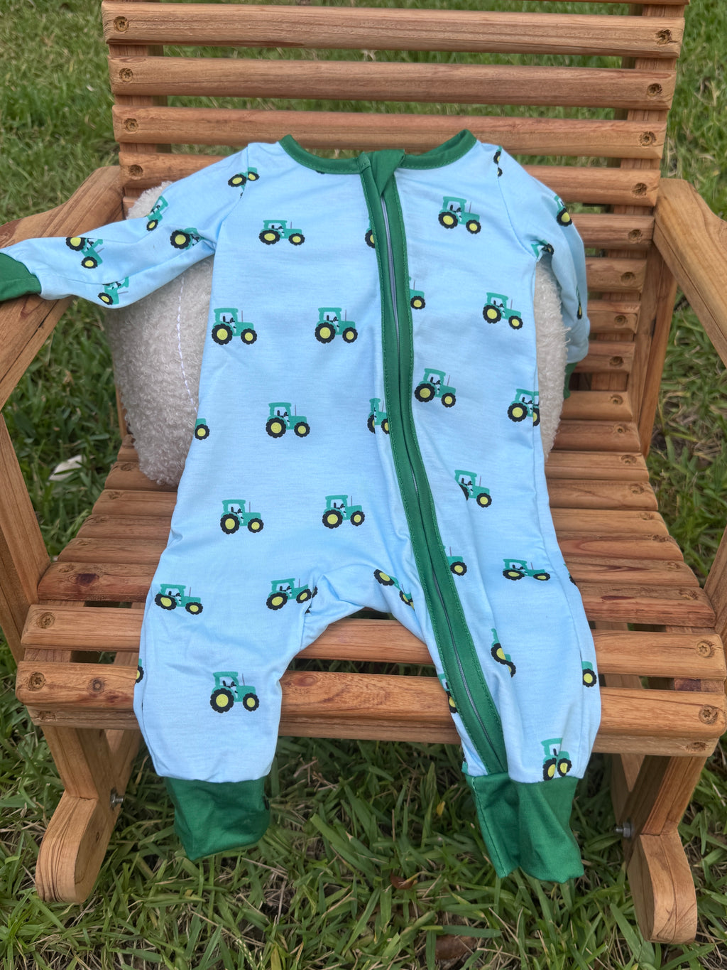 Little Tractor Zip Romper