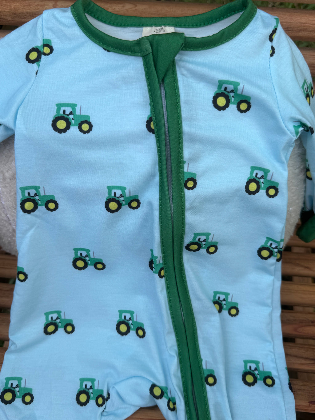 Little Tractor Zip Romper