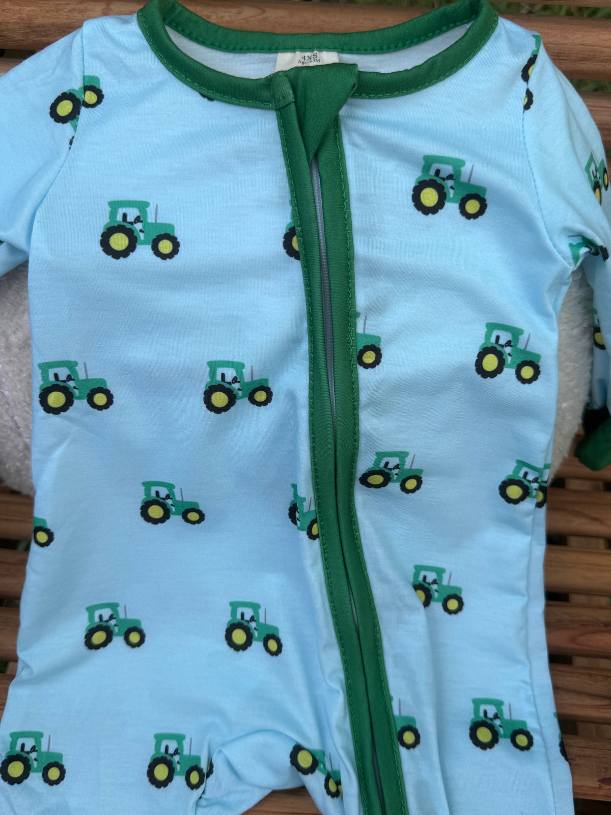 Little Tractor Zip Romper