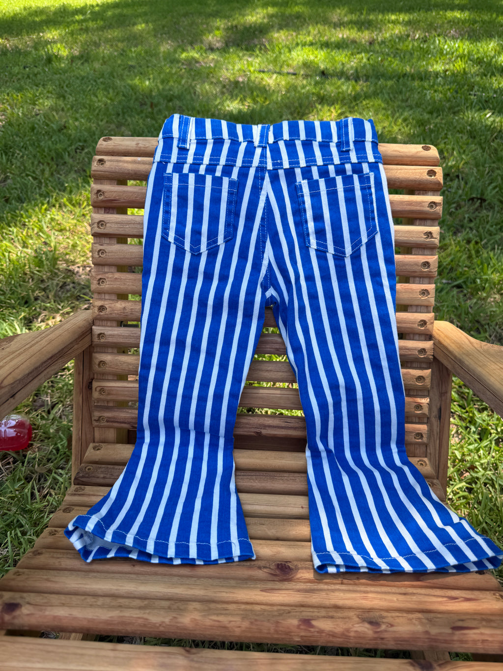 Royal Blue Striped Bell Bottom Jeans