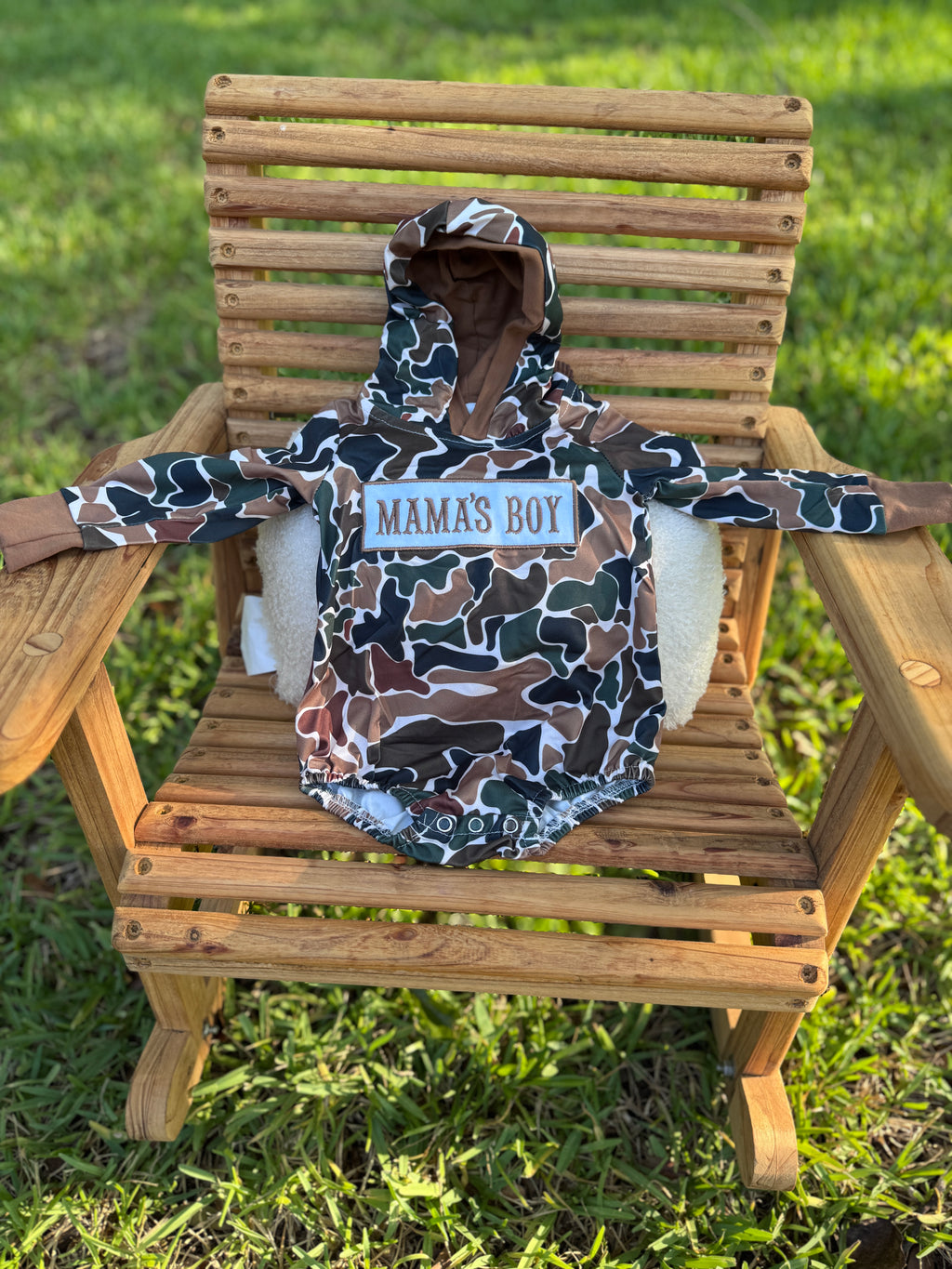 Mama's Boy Hooded Camo Bubble Romper