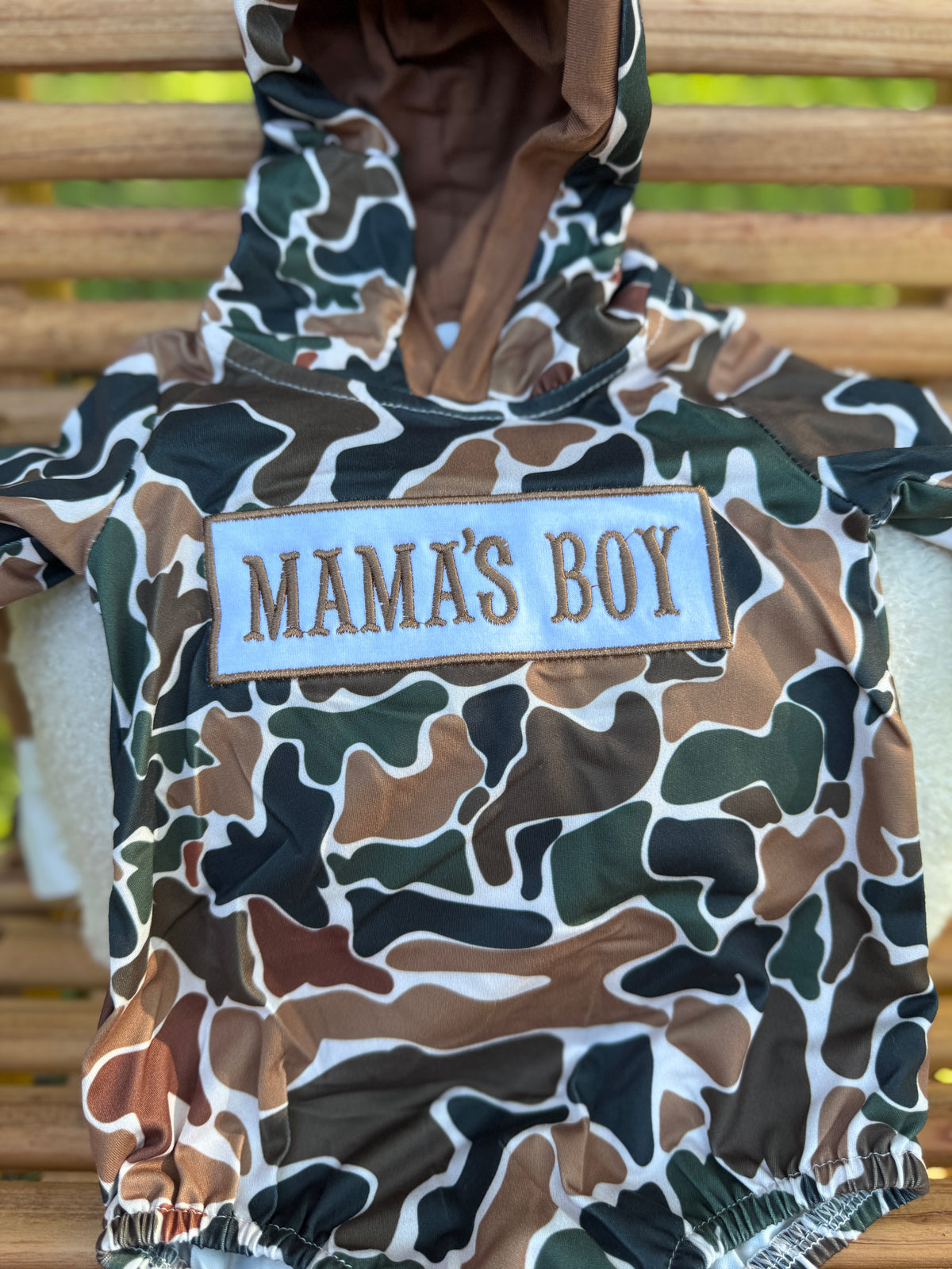 Mama's Boy Hooded Camo Bubble Romper