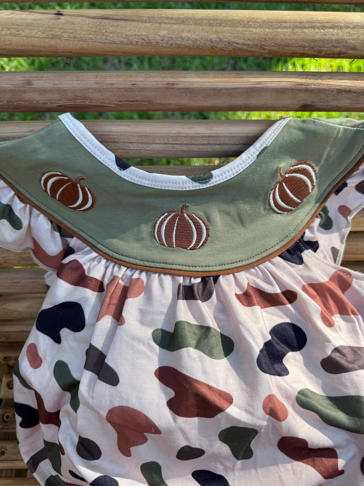Pumpkin Camo Ruffle Bubble Romper