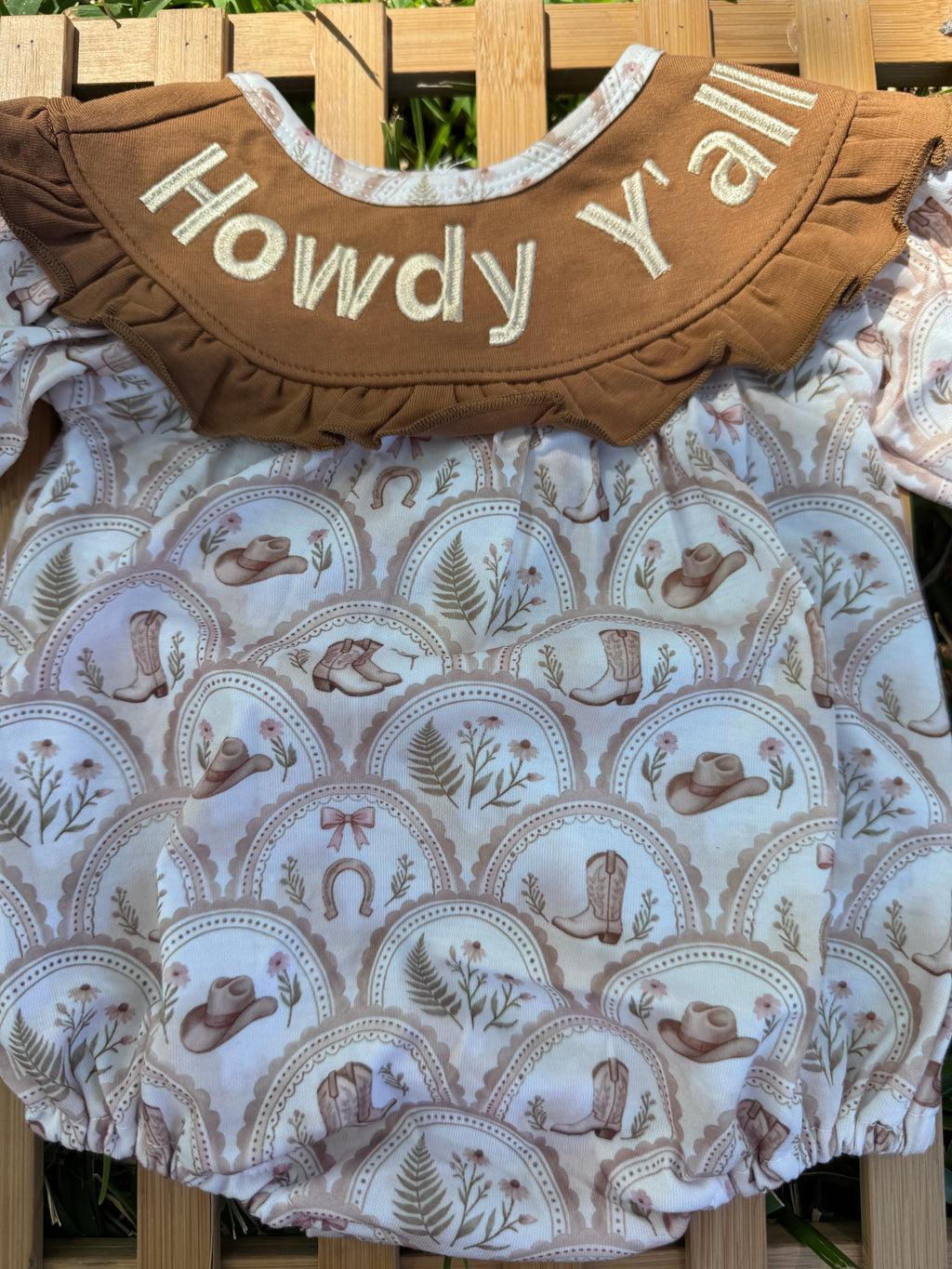Girls Howdy Y’all Western Cowgirl Ruffle Bubble