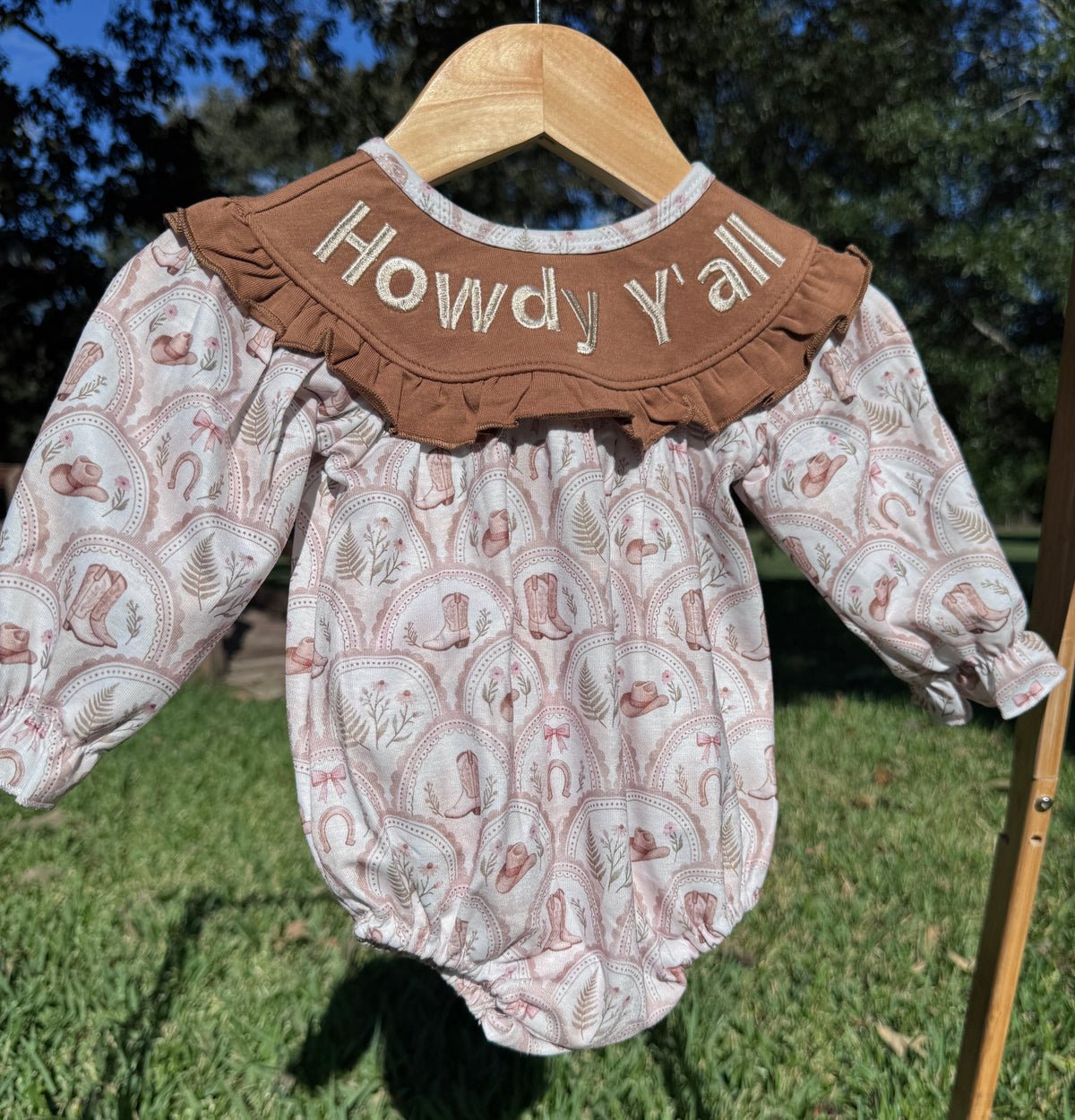 Girls Howdy Y’all Western Cowgirl Ruffle Bubble