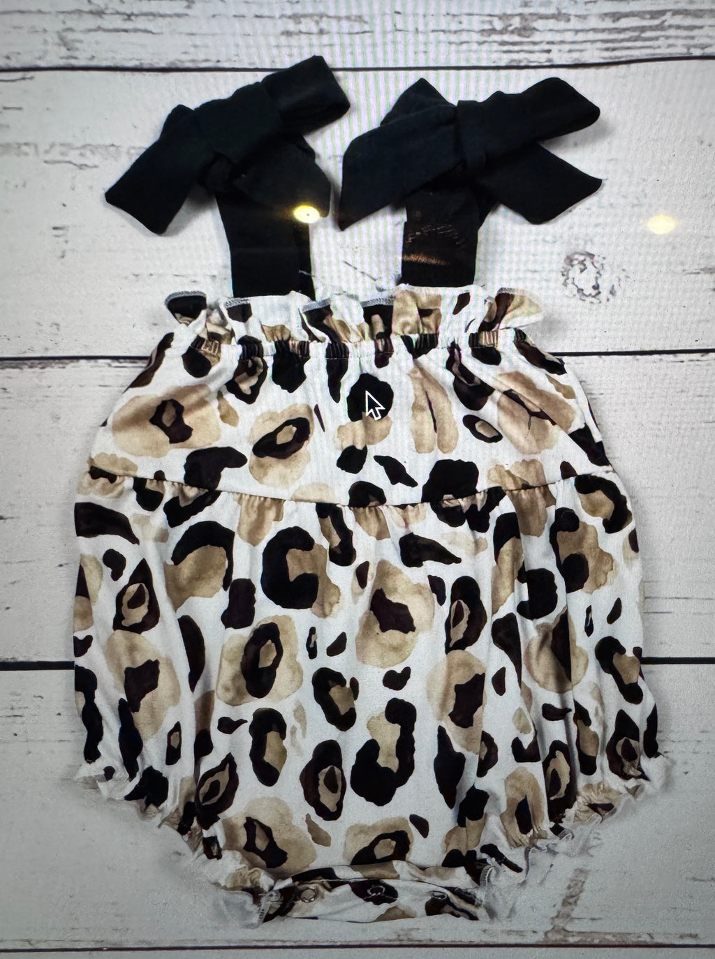 Wild Bow Leopard Bubble  Romper