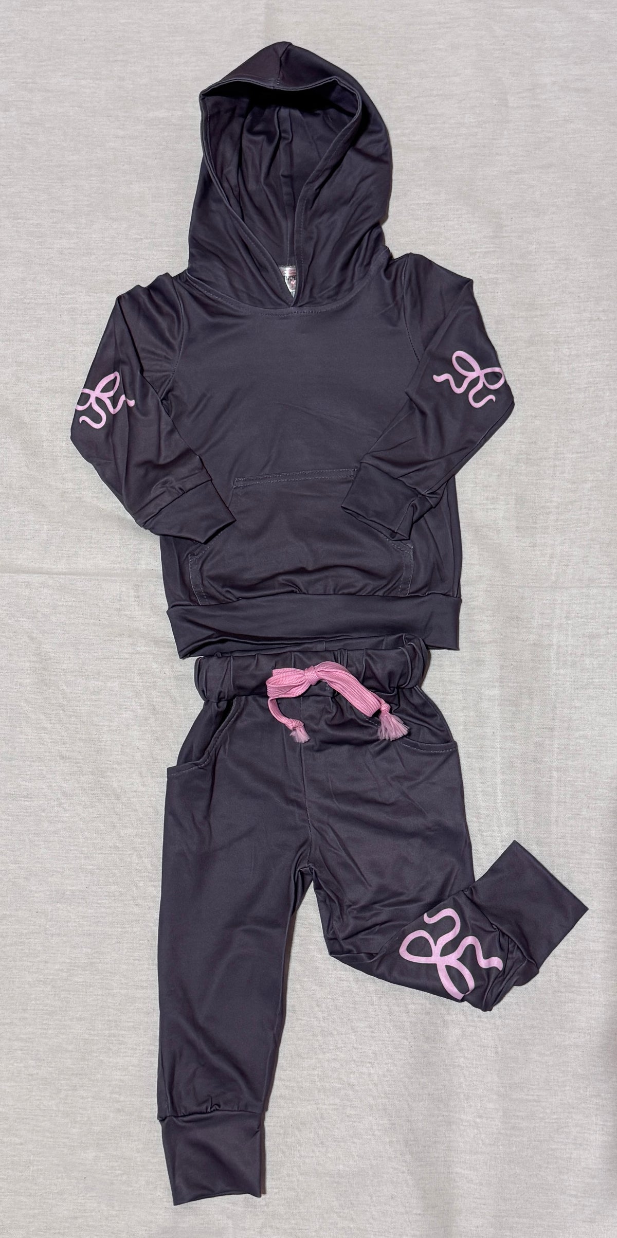 Girls Blue & Pink Bow Hoodie Jogger Set